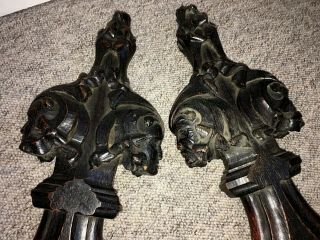 RARE ANTIQUE 18TH CENTURY? GOTHIC FIGURAL CARVED OAK CHURCH PEW ENDS BENCH ENDS 7