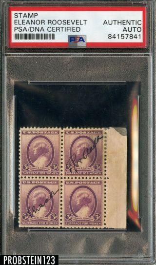 Eleanor Roosevelt Signed Vintage Stamp Autographed Psa/dna Auto Flotus Fdr