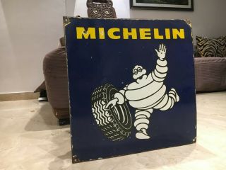 Michelin Tires Vintage Porcelain Sign Gas,  Oil,  Ford,  Goodyear,  Firestone