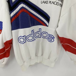 VTG Adidas 1932/1980 Lake Placid Winter Olympics Sweatshirt L Ski Spellout C6 3