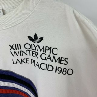 VTG Adidas 1932/1980 Lake Placid Winter Olympics Sweatshirt L Ski Spellout C6 5