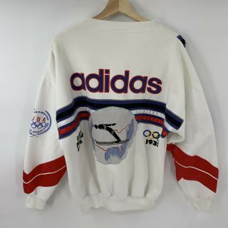 VTG Adidas 1932/1980 Lake Placid Winter Olympics Sweatshirt L Ski Spellout C6 8