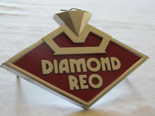 Vintage Diamond Reo Truck Emblem,  Hood Ornament Badge 6 "