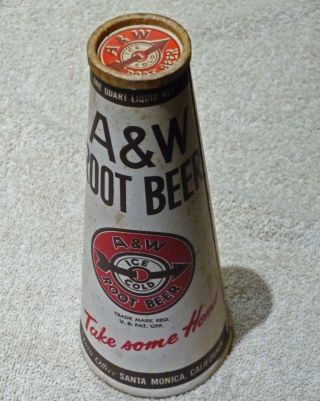 VINTAGE 1950s A&W ROOT BEER WAXED QUART KONE & 1950s GLASS MUG 3