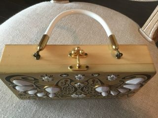 Vintage 1960s Small Enid Collins Box Bag Purse Love Doves Rare Find 3