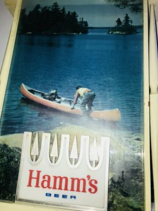 Rare Awesome 1970’s VTG Hamm’s Beer Wall Hanging Light Canoe Scene - Great 10