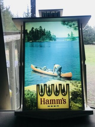 Rare Awesome 1970’s Vtg Hamm’s Beer Wall Hanging Light Canoe Scene - Great