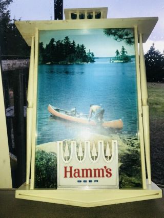 Rare Awesome 1970’s VTG Hamm’s Beer Wall Hanging Light Canoe Scene - Great 2