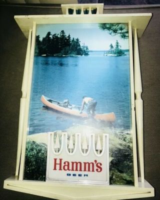 Rare Awesome 1970’s VTG Hamm’s Beer Wall Hanging Light Canoe Scene - Great 4