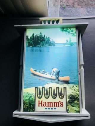 Rare Awesome 1970’s VTG Hamm’s Beer Wall Hanging Light Canoe Scene - Great 5