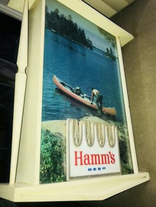 Rare Awesome 1970’s VTG Hamm’s Beer Wall Hanging Light Canoe Scene - Great 9