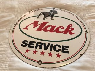 VINTAGE MACK TRUCKS SERVICE PORCELAIN SIGN,  GAS,  OIL,  DEALERSHIP PLATE,  BULL DOG 11