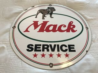 Vintage Mack Trucks Service Porcelain Sign,  Gas,  Oil,  Dealership Plate,  Bull Dog