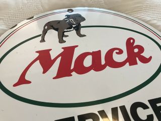 VINTAGE MACK TRUCKS SERVICE PORCELAIN SIGN,  GAS,  OIL,  DEALERSHIP PLATE,  BULL DOG 2