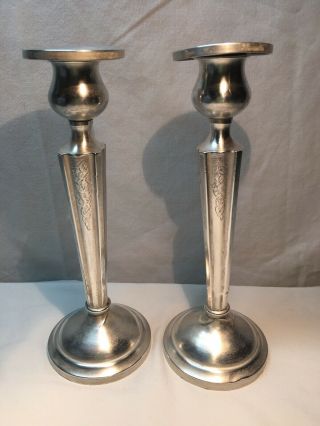 Vintage Weighted Sterling Silver Candle Holder Candlesticks 8” Art Deco Style