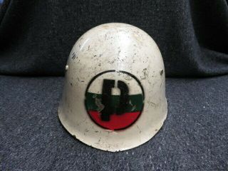 Bulgarian Model 1951 Helmet W/ Painted Mp Traffic Control Insignia - Scarce