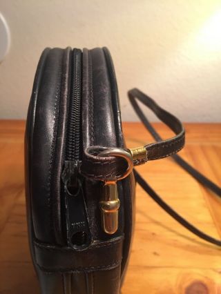 Rare Vintage Gucci GG Monogram Navy Leather Canteen Round Crossbody/Shoulder Bag 5