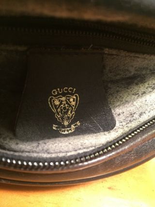 Rare Vintage Gucci GG Monogram Navy Leather Canteen Round Crossbody/Shoulder Bag 8