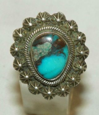 Vintage Navajo Tommy Jackson Sterling Silver Bisbee Turquoise Ring