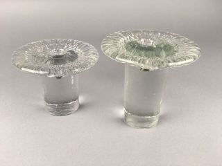 Vintage Mid Century Blenko Modern Art Glass Mushroom Candlesticks Holders 5