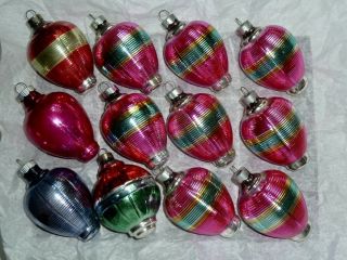 12 Vintage Shiny Brite Glass Christmas Tree Ornaments Lantern Shape And Box