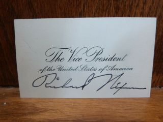 Vintage Richard Nixon Autograph Hand Signed Vice President Calling Card 4 " X2.  25 "
