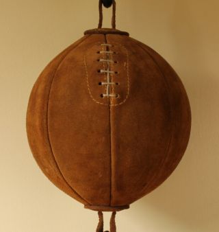 Vintage Suede Leather Boxing Speedball.  Floor To Ceiling Antique Gym Punch Bag