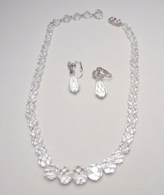 Elco Rock Crystal Necklace And Earrings W/brochure