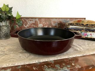 Vintage Staub 4 Qt 11 " X3 " Enameled Cast Iron Skillet Made In France Grenadine