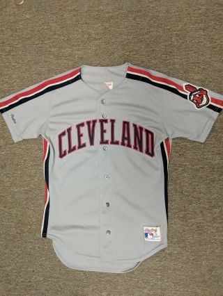 Vintage Vtg Rawlings Cleveland Indians Away Jersey.  Sz 40 80s/90s