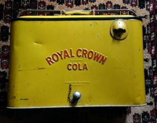Vintage Rc Drink Royal Crown Cola Metal Picnic Cooler - Embossed Writing