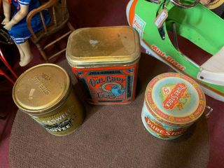 Set of 3 Vintage Cigar,  Tea and Coffee Tin Cans 