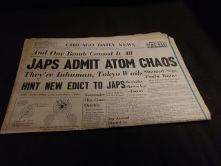 Chicago Daily News Newspaper Wwii August 7 1945 Japanese Atom Chaos