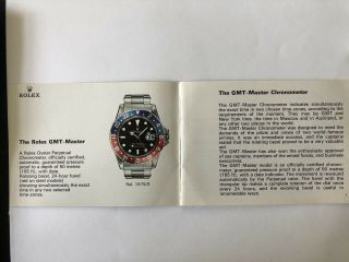 Vintage Rolex GMT Master 1675 Booklet from 1970 ' s NEAR 2