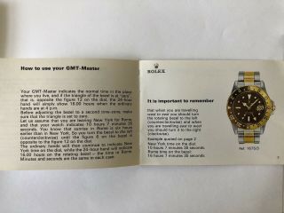 Vintage Rolex GMT Master 1675 Booklet from 1970 ' s NEAR 3