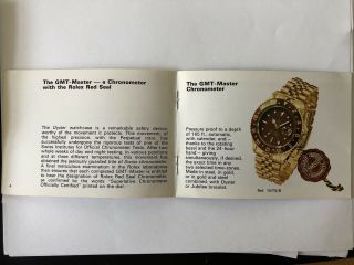 Vintage Rolex GMT Master 1675 Booklet from 1970 ' s NEAR 5