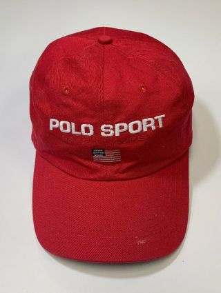 Vintage Polo Sport Ralph Lauren Strapback Dad Hat Cap One Size Fits All Red