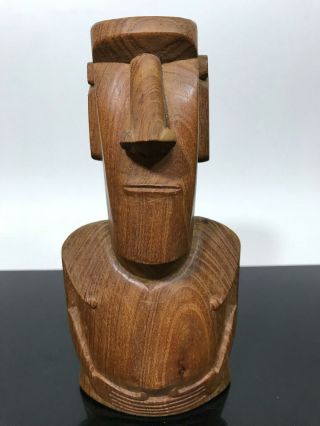 Vtg Large Carved Wood Exotic Easter Island Totem Art Statue Sculpture