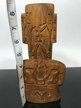 Vtg LARGE Carved Wood Exotic Easter Island Totem Art Statue Sculpture 2