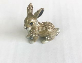 Vintage Jay Strongwater Enameled Figurine Bunny Rabbit W/ Swarovski Crystals
