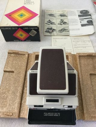 Vintage Polaroid Sx - 70 Land Camera Model 2 Ivory W Box Papers