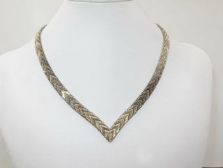 Vintage Taxco Mexico Sterling Silver Chevron Necklace,  Textured/polished,  59 Grm