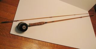 Vtg H.  Stork " Rubin " Fly Fishing Rod W Shakespeare Silent No 1845 Model Ge Reel