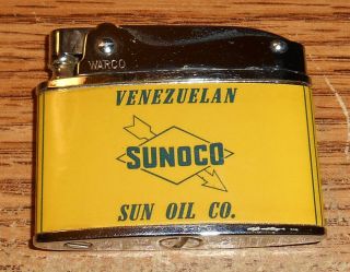 Vintage Venezuelan Sunoco Sun Oil Co.  Flat Advertising Lighter/very Rare