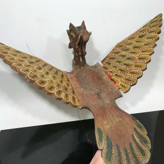 Vintage Carved Wood Chinese Flying Dragon Hanging Bird Art Statue Sculpture