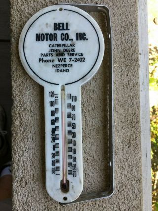 John Deere Caterpillar Sign Thermometer Vintage Sign Nezperce Idaho Bell Motor