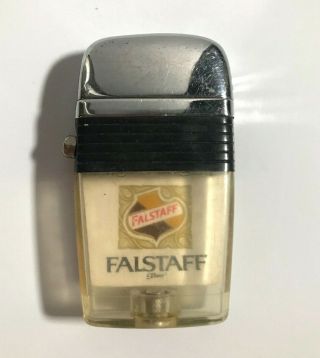 Vintage Falstaff Beer Scripto Vu - Lighter Cigarette Smoking Clear