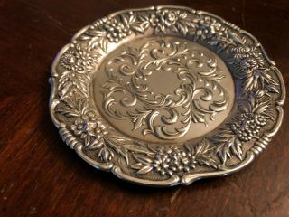 Antique S.  Kirk & Son 27 F Sterling Silver Small Plate 4 " Repousse 55.  3 Gr