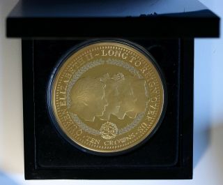 2015 Tristan Da Cunha 10 Crown Gold Layered Large Coin Proof 499 Minted Rare