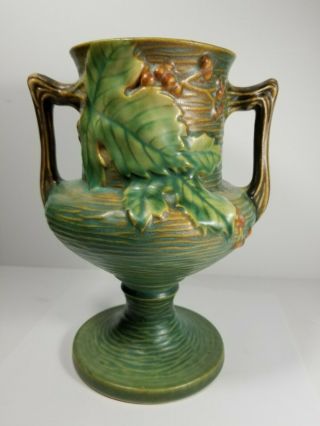 Vintage Roseville Pottery Bushberry Green Trophy Vase 157 - 8.